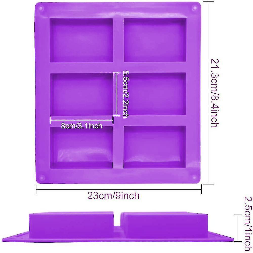 2 Pieces Of Silicone Soap Molds 6 Cavities Silicone Mold Rectangular Soap Mold Cake Mold For Craft Soap Mold， Cake Diy Mold， Biscuit Chocolate Mo