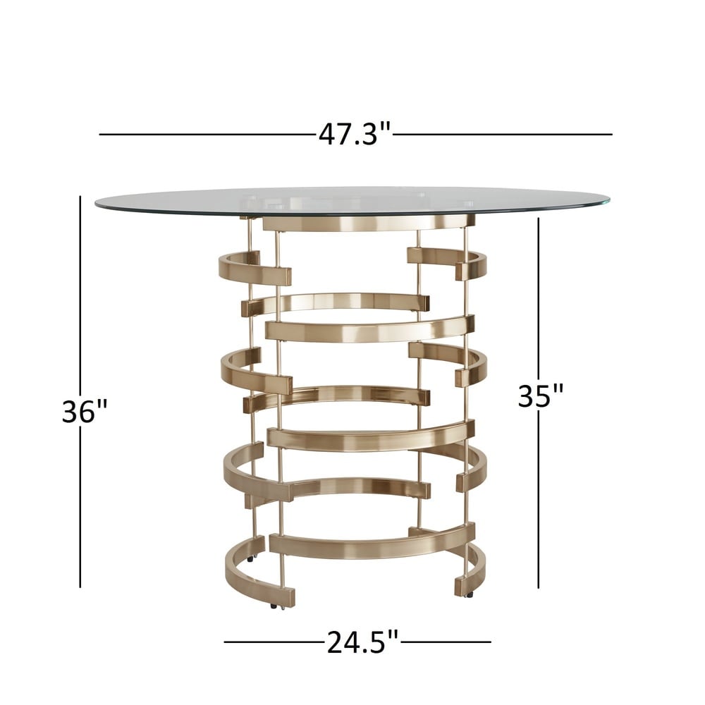 Nova Round Glass Top Vortex Iron Base 3 Piece Counter Height Dining Set by iNSPIRE Q Bold