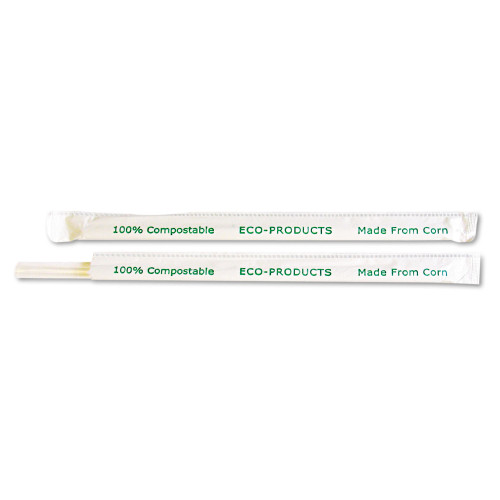 Eco-Products Clear Wrapped Straw， 7.75