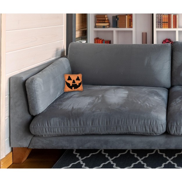 X 8 quot Jack o lantern Petite Hooked Halloween Throw Pillow