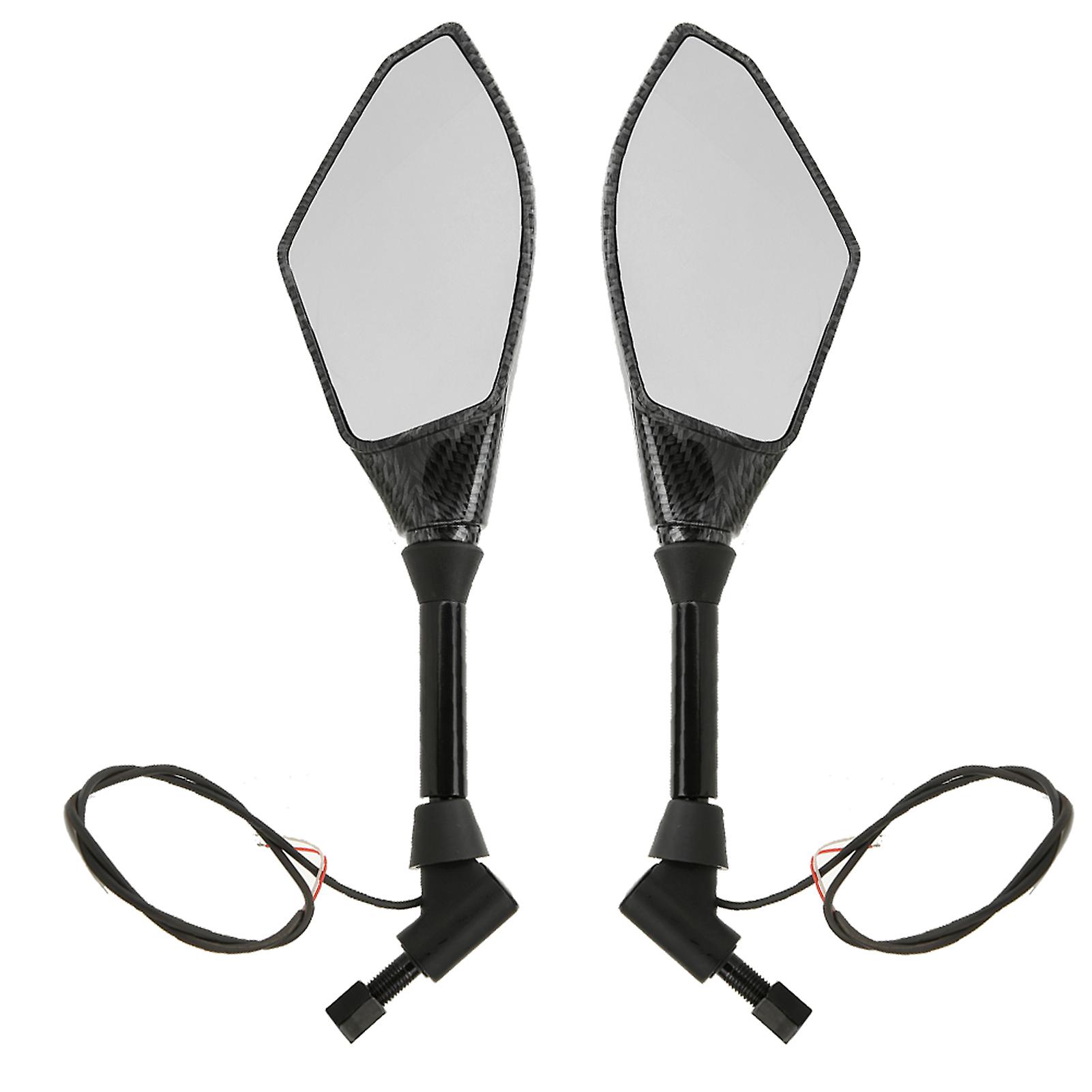 Led Side Rearview Mirrors With Turn Signal Light Direction Indicator For 10mm Handlebar Motorcycle