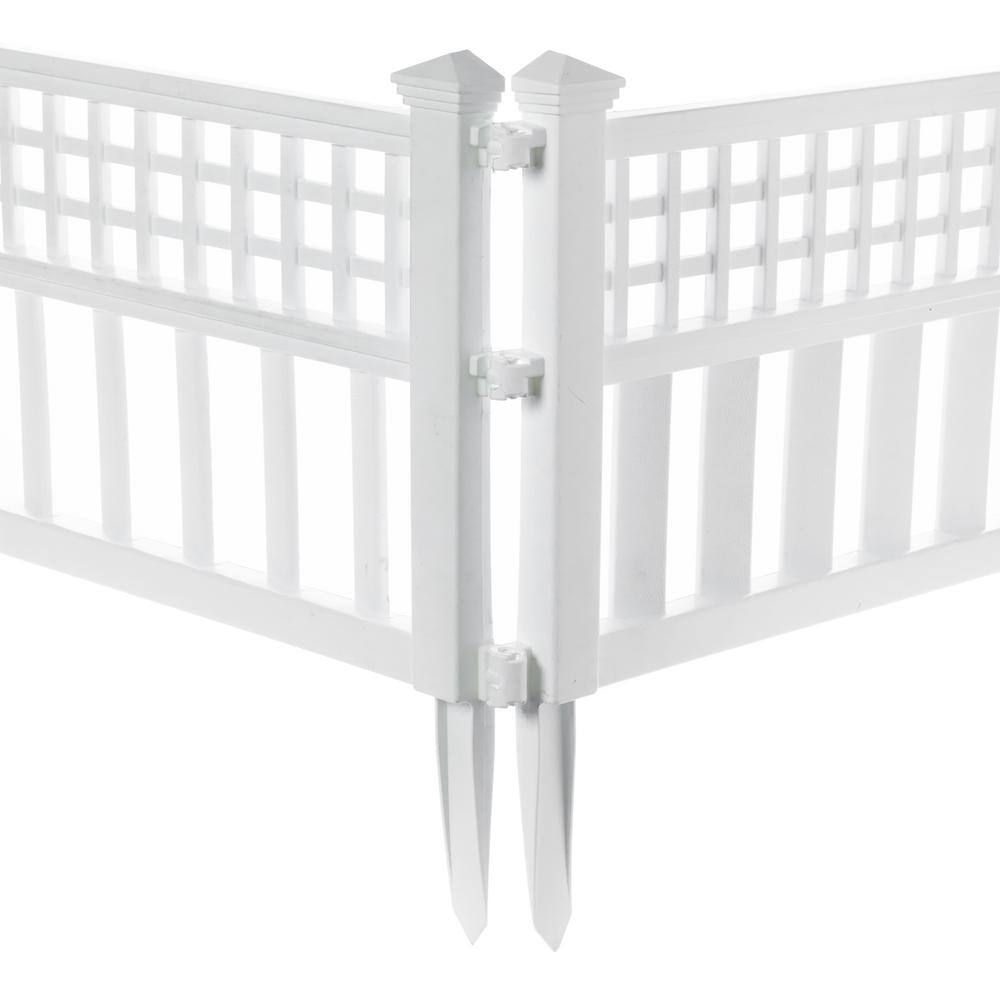 Gardenised 20 in. H White Vinyl Garden Gate Patio Picket Fence Flower Bed Border Edging QI003741.WL