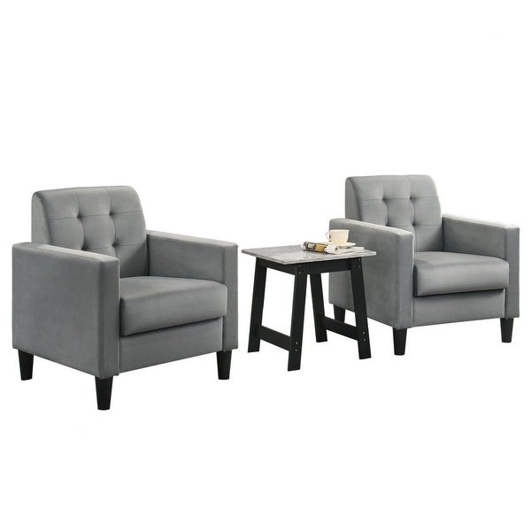 Button Tufted Velvet Upholstered Accent Chair and End Table Living Room Set - 28