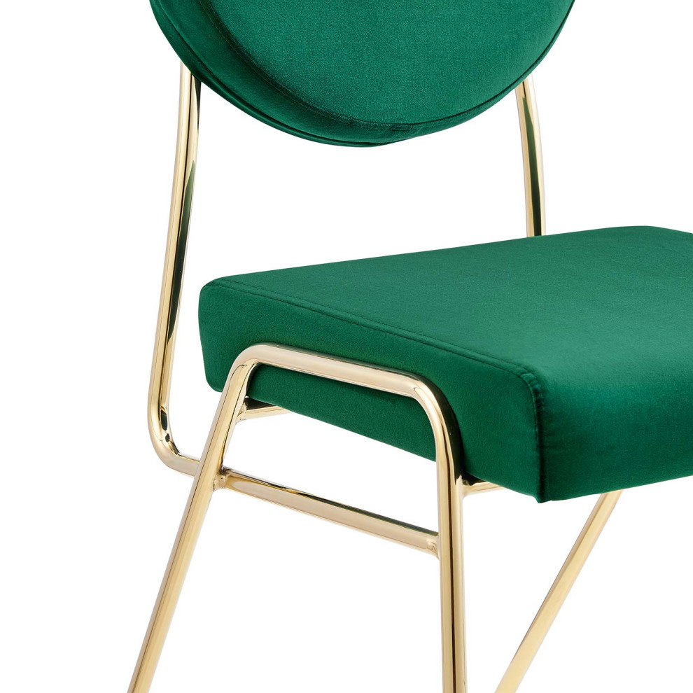 Craft Performance Velvet Dining Side Chair  Gold Green   Midcentury   Dining Chairs   by First of a Kind USA Inc  Houzz