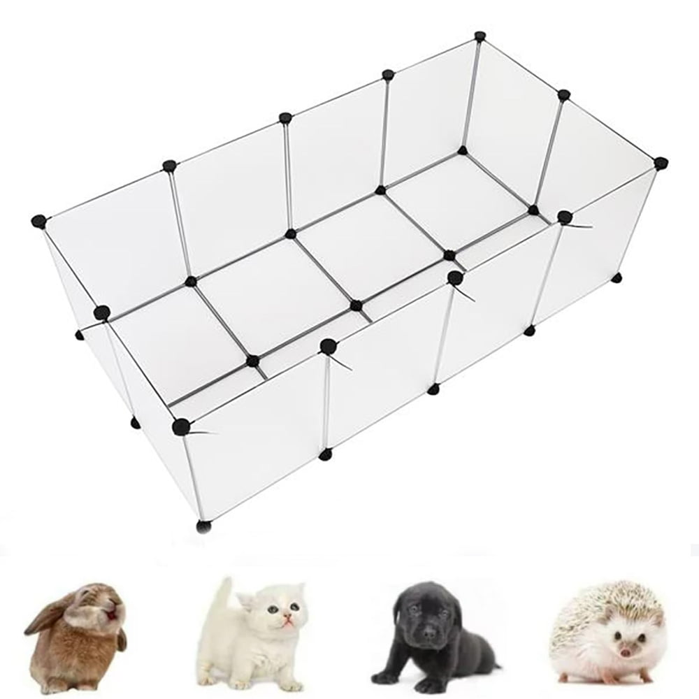 Universal Pet Playpen Portable Large Plastic Indoor Yard Fence Cage with Bottom for Small Animals