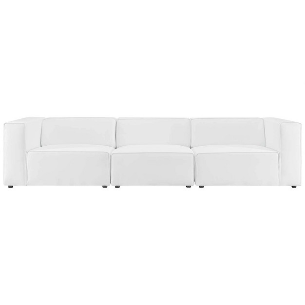 3pc Homesessentials Vegan Leather Sectional Sofa Set White