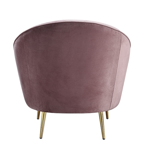 Curved Design Elegant Velvet Accent Chair with Metal Legs and Sloping Armrest