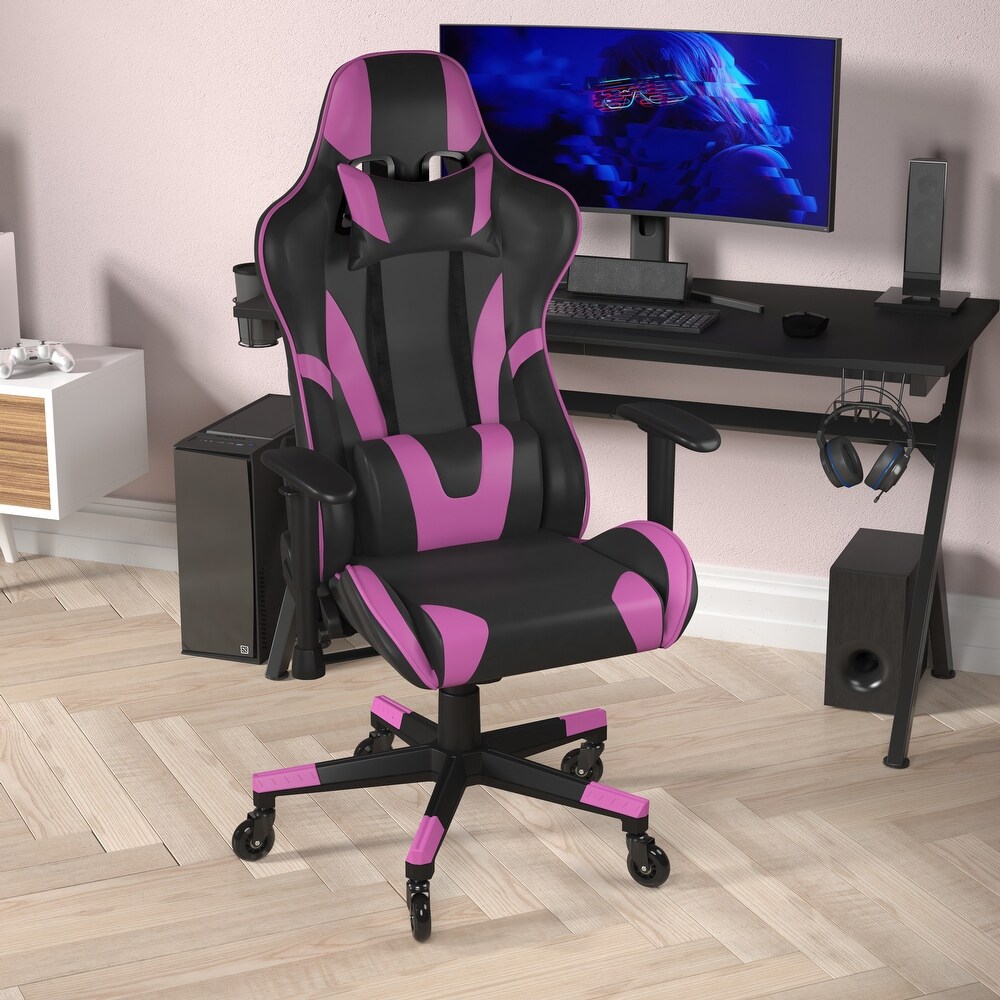 Office Gaming Chair with Roller Wheels   Reclining Back