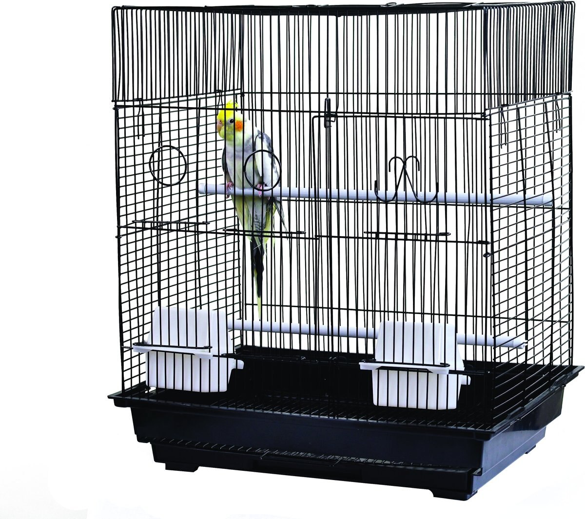 AandE Cage Company 18-in Flat Top Bird Cage， Black， Small