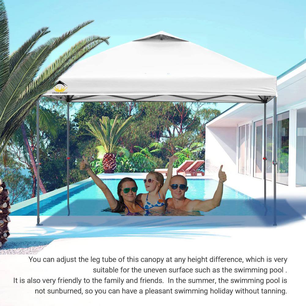 CROWN SHADES 10 ft. x 10 ft. White Instant Pop Up Canopy with Carry Bag 10x10WHITE