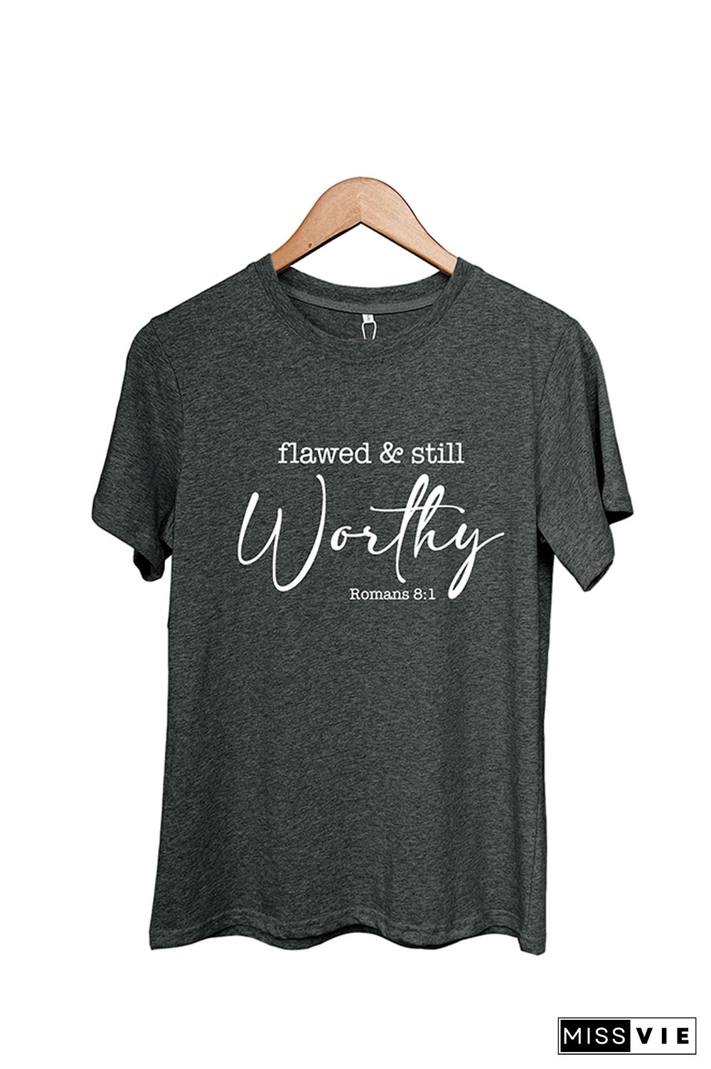 Flawed And Still Worthy Christian Romans Short Sleeve Graphic Tee Wholesale