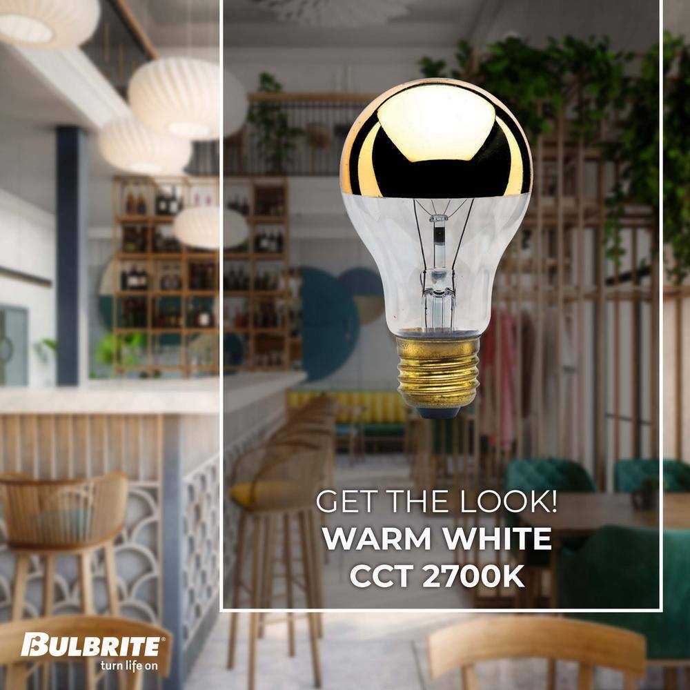 Bulbrite 60-Watt A19 Incandescent Light Bulb Medium Base (E26) Half Gold 2700K (6-Pack) 862027