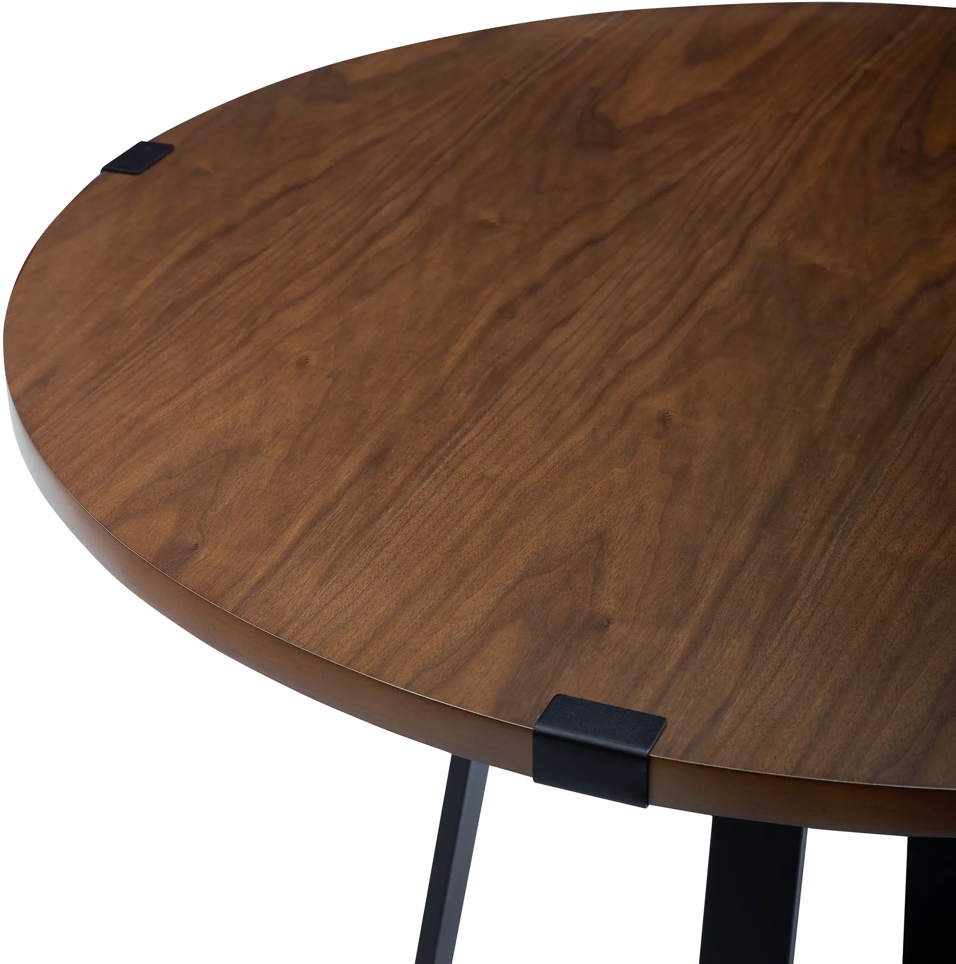 Metal Wrap Dark Walnut 40 Inch Round Dining Table - Walker Edison