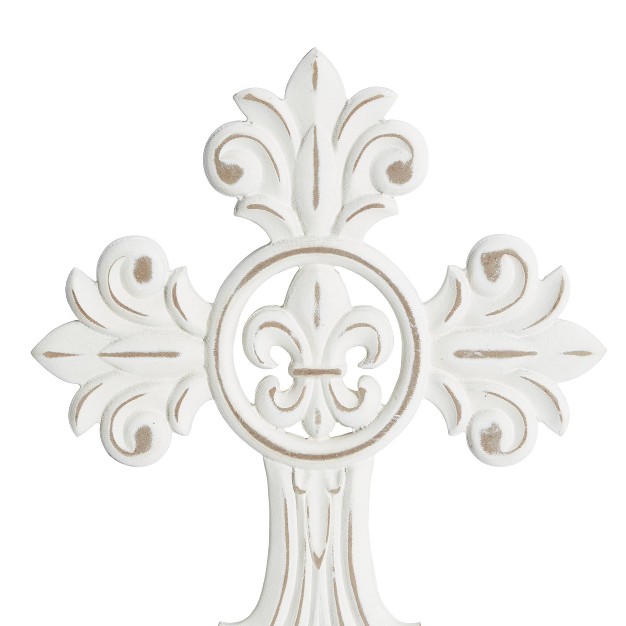 Set Of 3 Wooden Cross Carved Cross Wall Decors White Olivia amp May