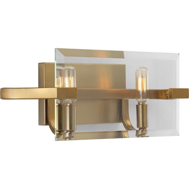 Progress Lighting Cahill 2 light Bath amp Vanity Brushed Bronze Clear Beveled Glass Panels