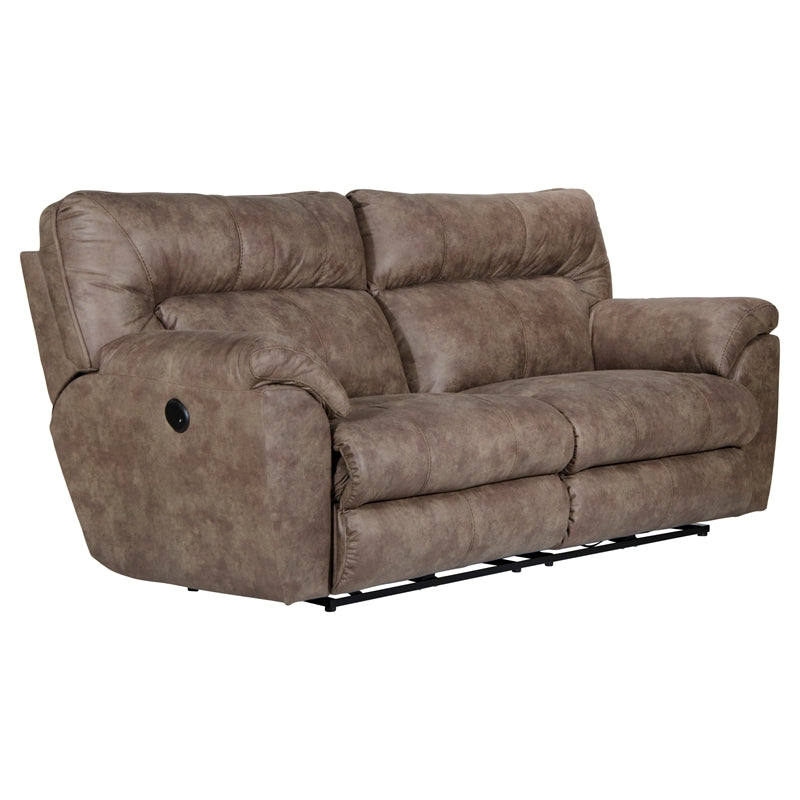 Catnapper Thompson Power Reclining Sofa in Brown Polyester Fabric