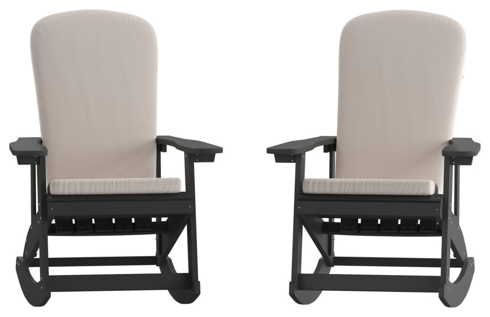 2 Pack Black Chair Cream Cushion   Transitional   Outdoor Rocking Chairs   by Kolibri Decor  Houzz