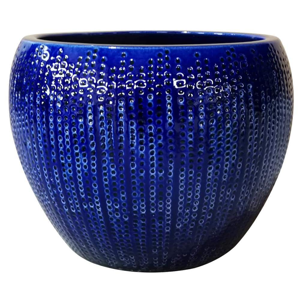 Trendspot 17 in. Dia Blue Calistoga Ceramic Planter CR01509N-17M