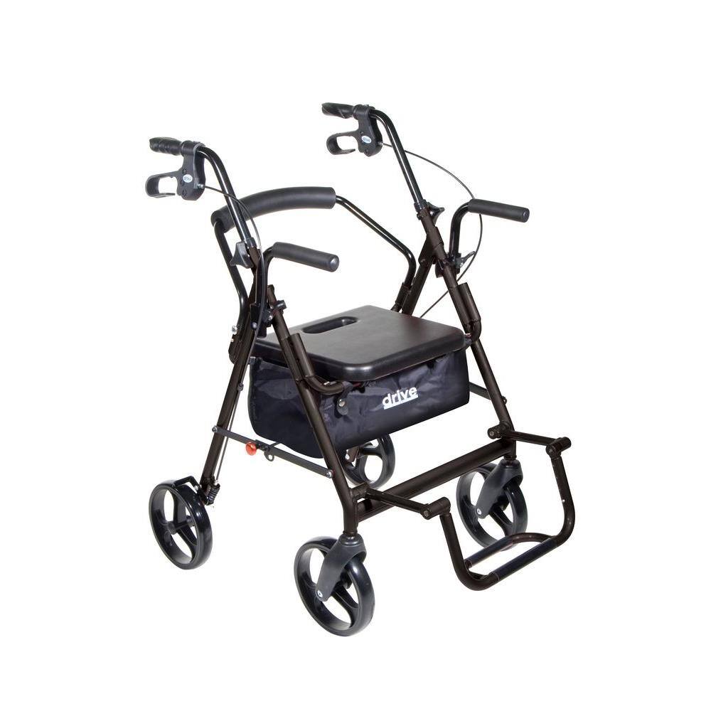 Drive Medical Duet Dual Function Transport Wheelchair Rollator Rolling Walker Black 795bk