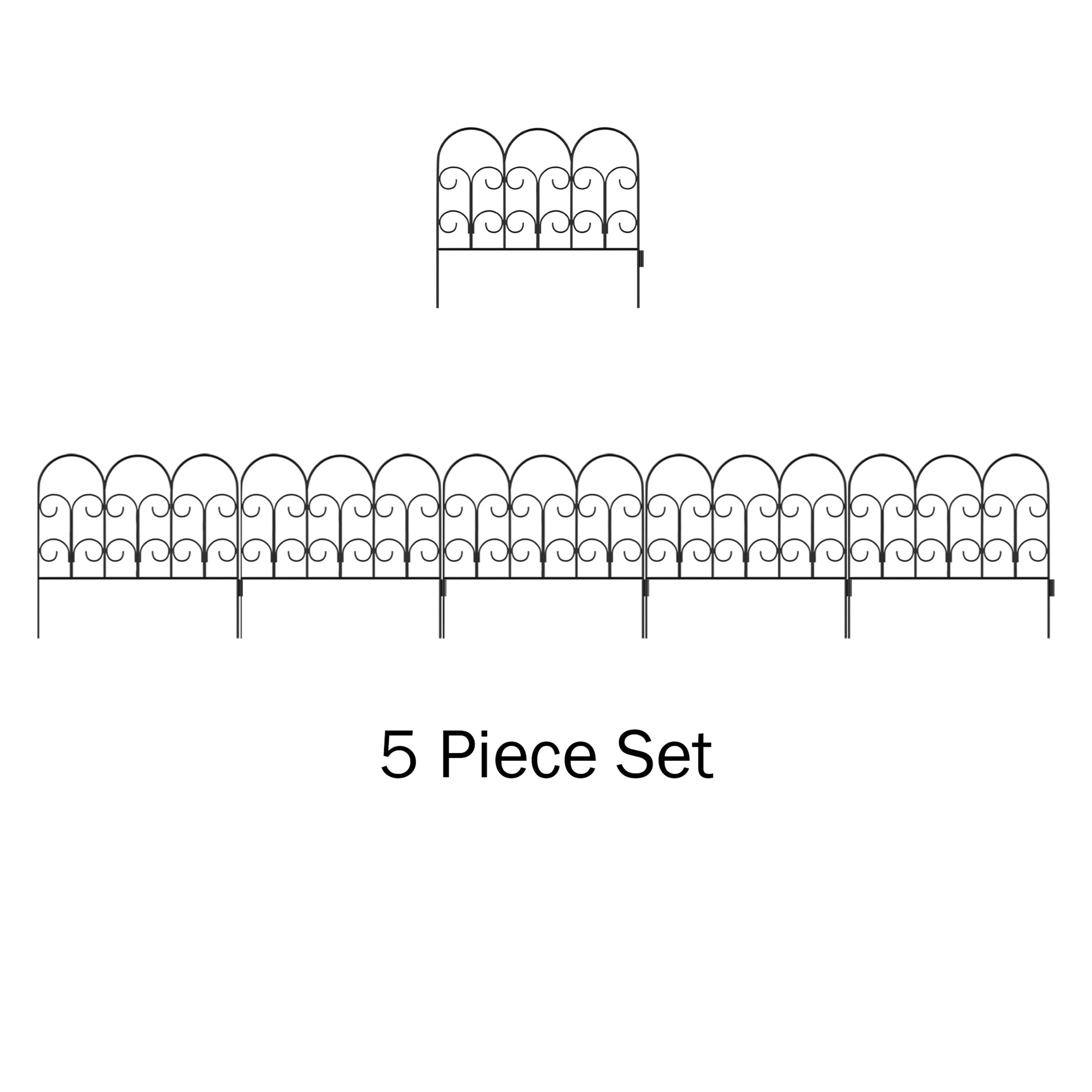 Set of 5 Panels for Iris Decorative Edging Flower Beds & Landscaping- Interlocking, Flexible Design in Black by Pure Garden