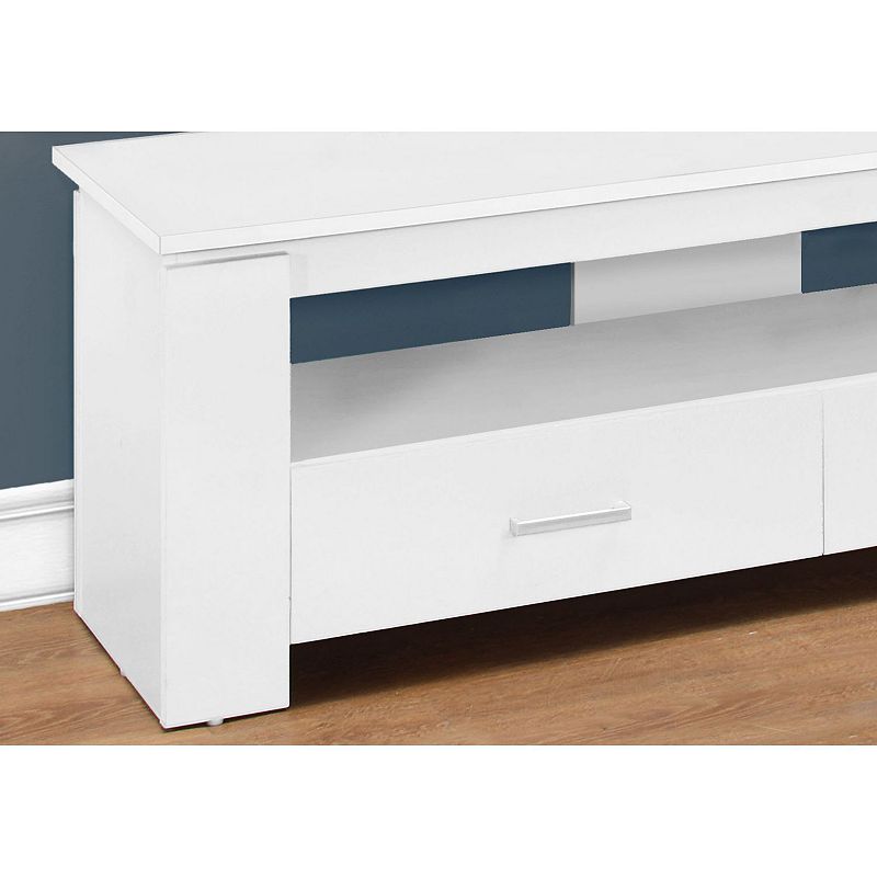 47.25 White Contemporary Rectangular TV Stand with Storage Drawers