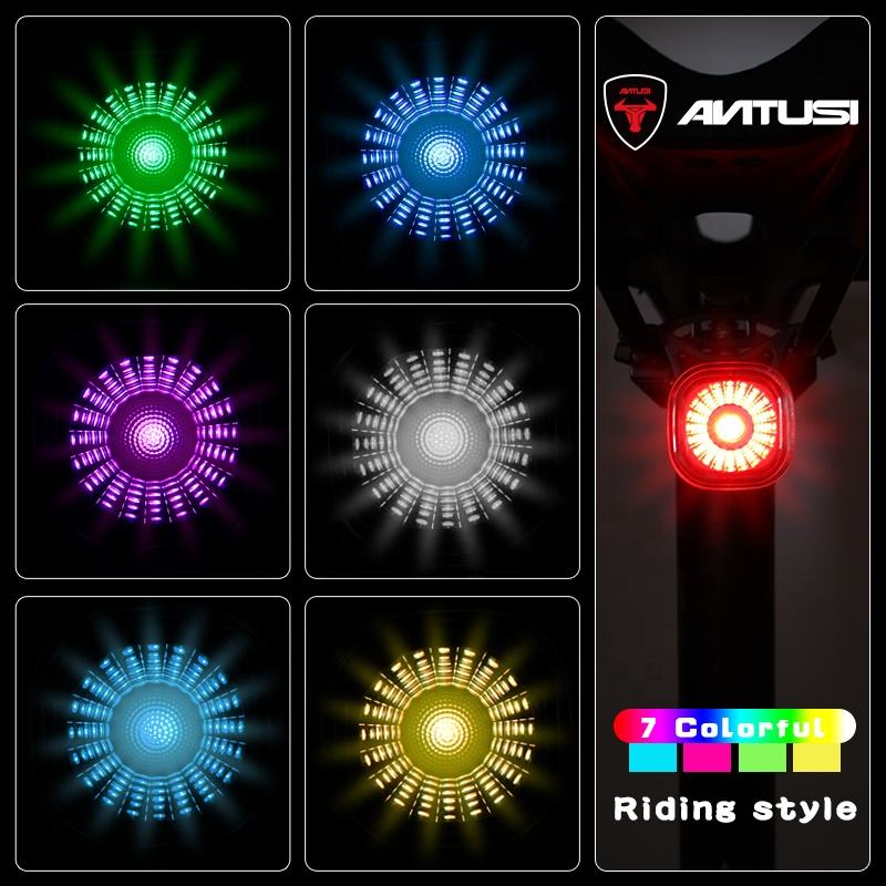 Antusi Q4 Cycling Light Bike Safety Warning Rear LED Light Tail lamp Intelligent MTB Road Bike Lights