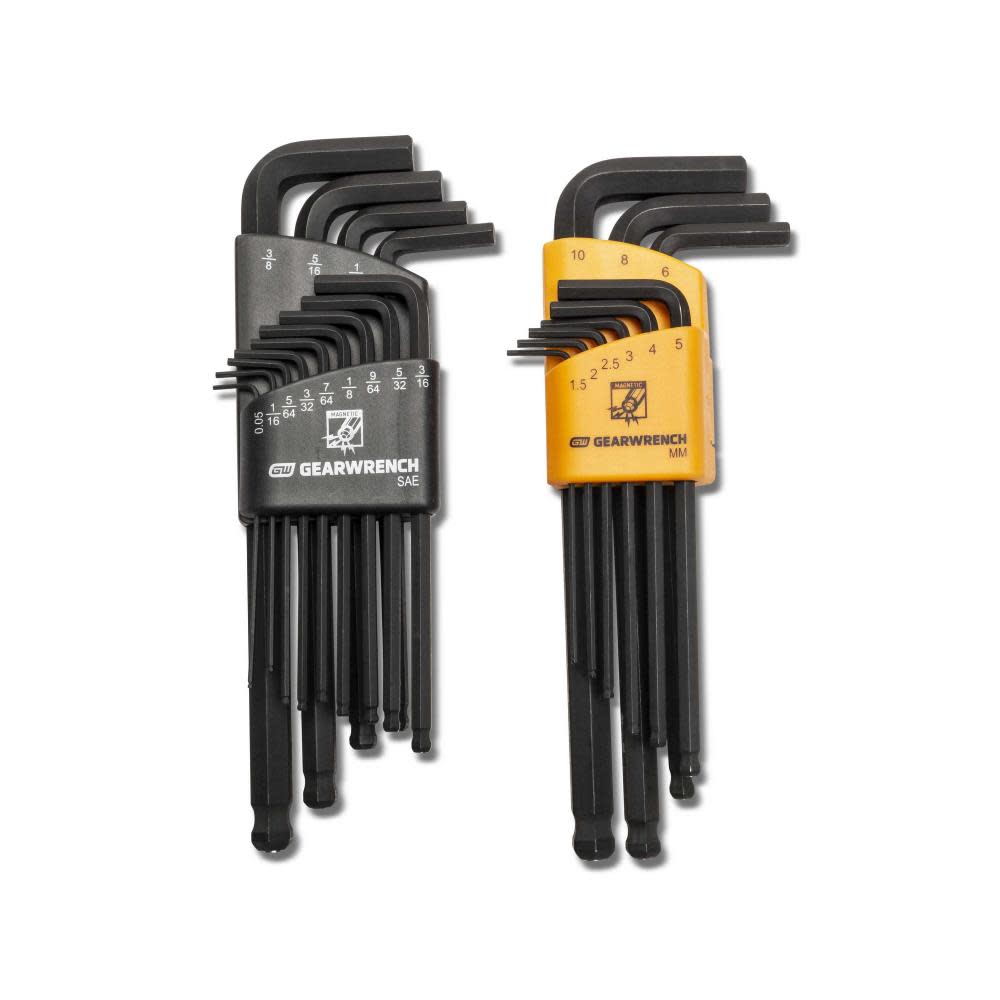 GEARWRENCH SAE/Metric Hex Key Set Magnetic Long Ball End 22pc 83526 from GEARWRENCH