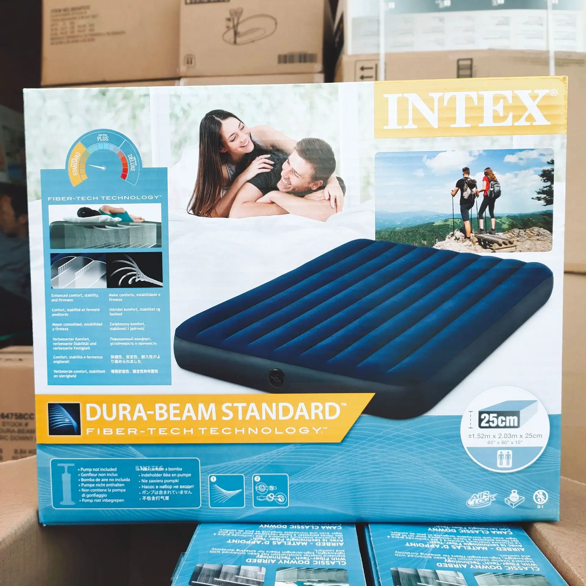 Intex 64759 inflatable double air bed camping mattress with pillow rest classic airbed