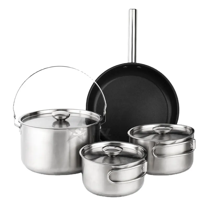 304 Stainless Steel Cooking Food Thailand Set Curry Pot With Handle Camping Cookware Cooking Pot