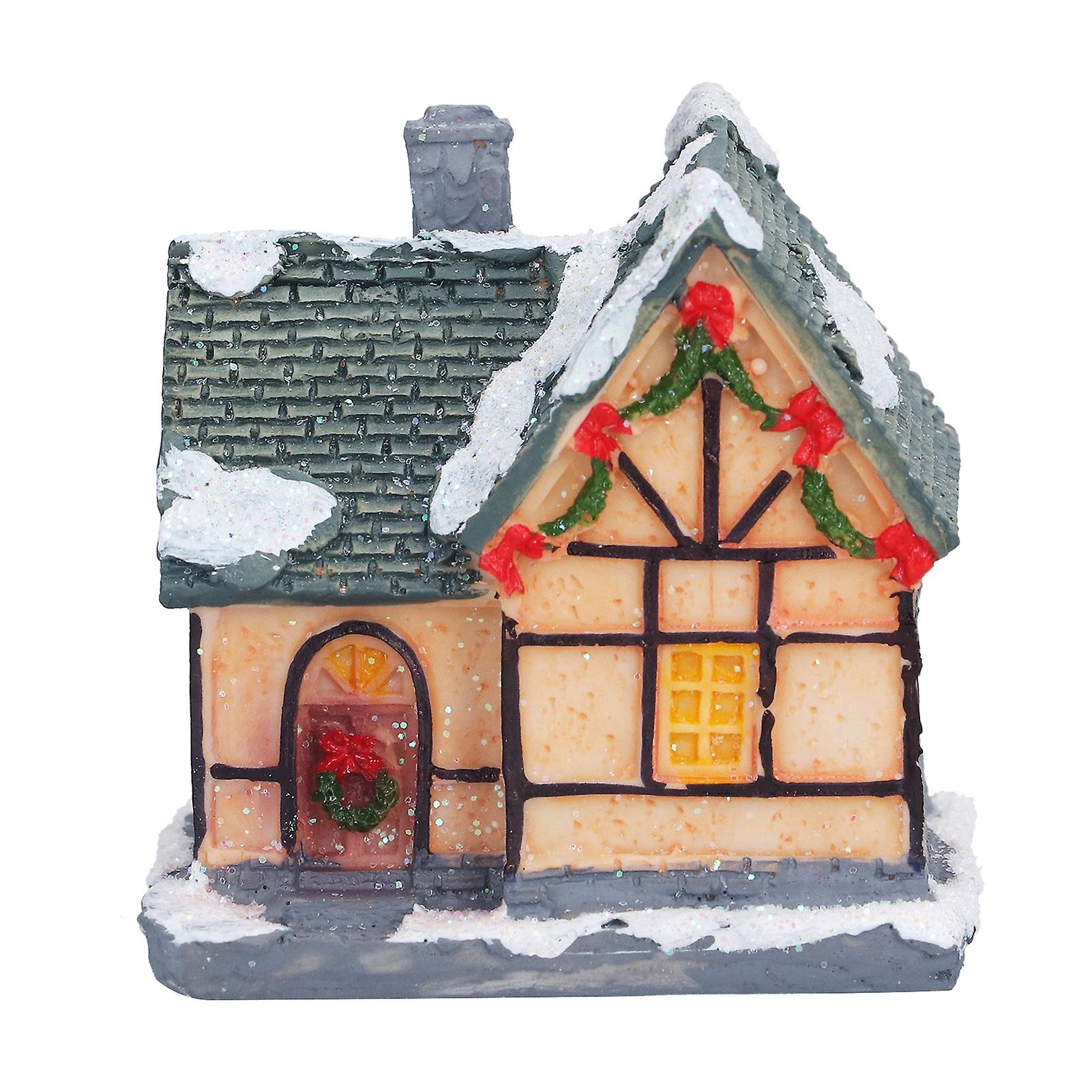 Christmas House Village Led Lights Decorating Battery Operated Resin House Decoration For Christmas Gifts