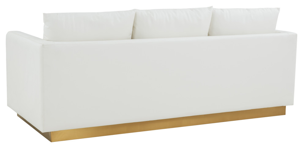 LeisureMod Nervo Modern Leather Sofa With Gold Base   Contemporary   Sofas   by LeisureMod  Houzz