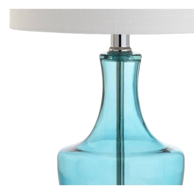 set Of 2 Mini Glass Table Lamps includes Led Light Bulb Blue Dailsygrab