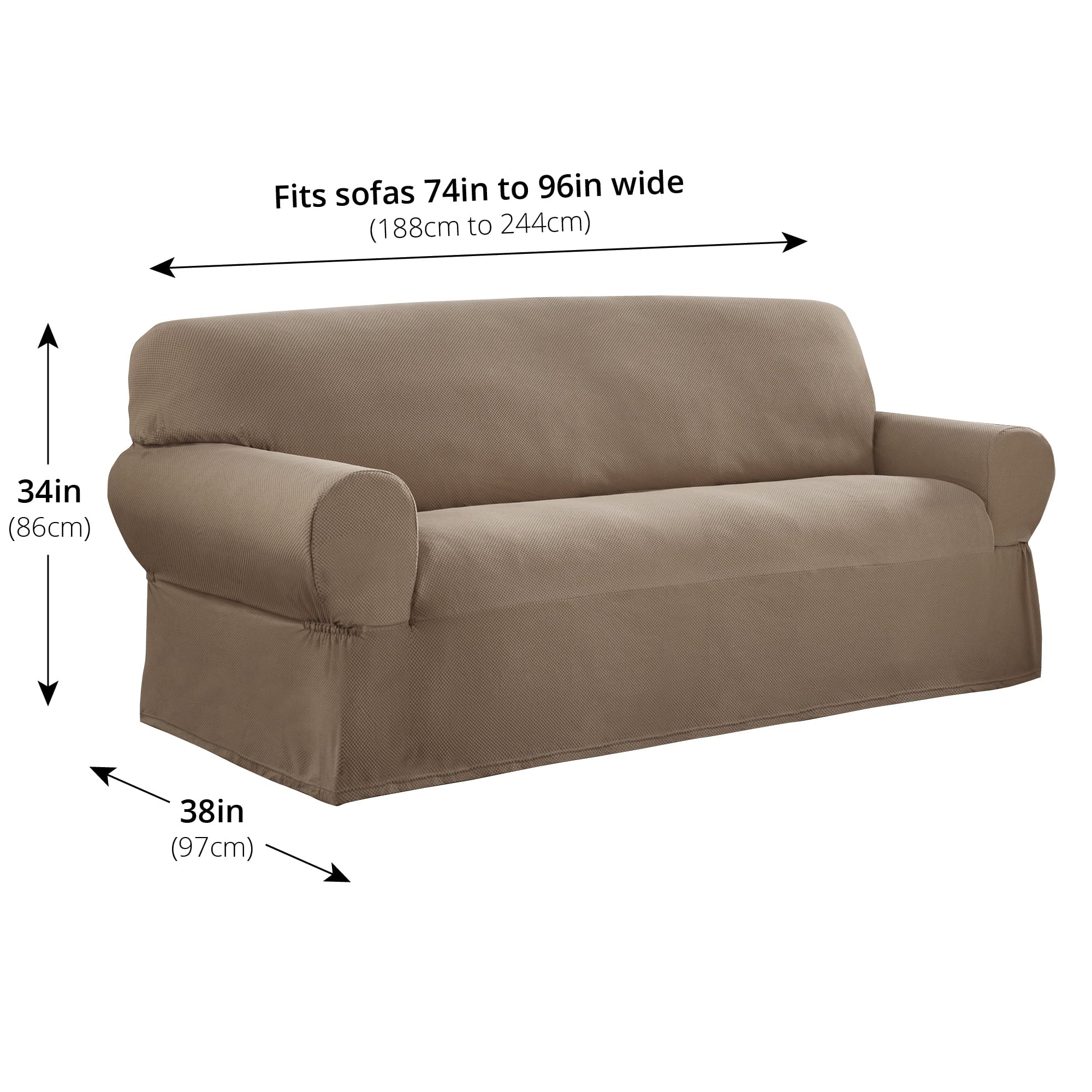 Mainstays Pixel 1-Piece Stretch Sofa Slipcover, Sand