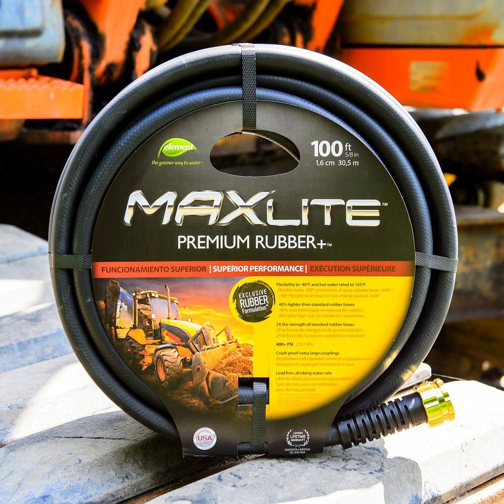 Element MaxLite 34 in. x 50 ft. Heavy-Duty Premium Rubber Plus Water Hose ELSGC34050