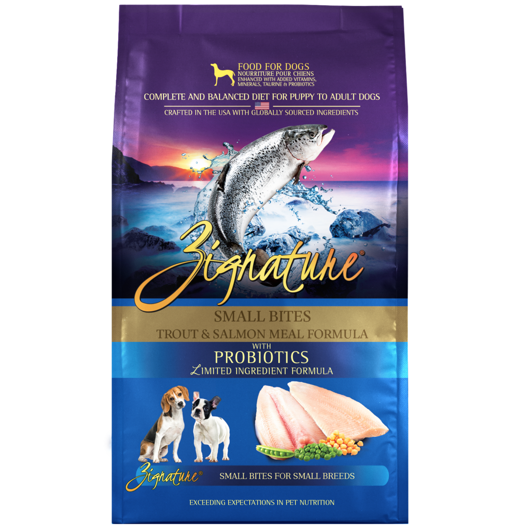 Zignature Small Bites Grain Free Trout  Salmon Formula Dry Dog Food