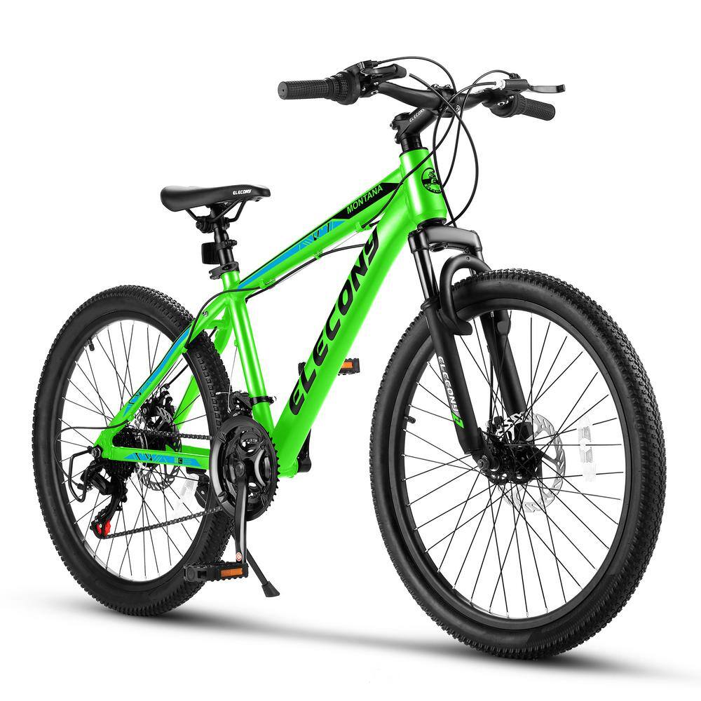 Cesicia 24 in. Steel Mountain Bike with 21-Speed in Green for Teenagers jinxBike21