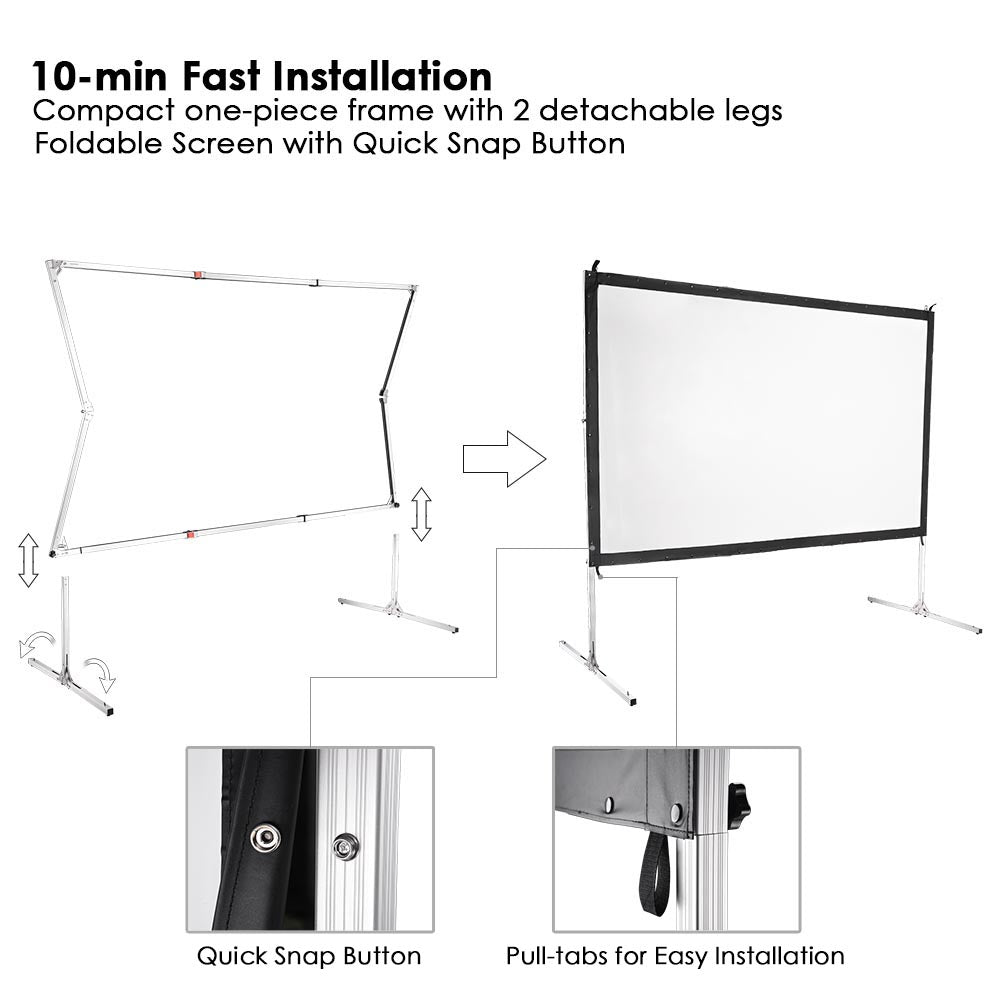 InstaHibit Outdoor Portable Projection Screen w/ Stand 16:9 100