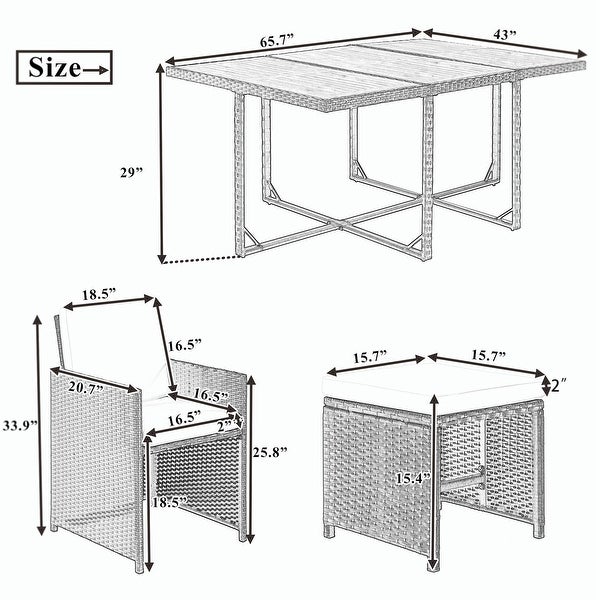 11-Piece Patio All-Weather PE Wicker Dining Table Set with Wood Tabletop - Overstock - 37363861