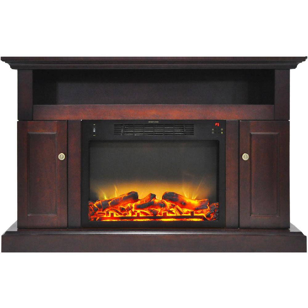 Cambridge Sorrento Electric Fireplace with an Enhanced Log Display and 47 in. Entertainment Stand in Mahogany CAM5021-2MAHLG2