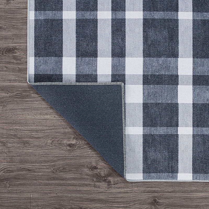 World Rug Gallery Modern Plaid Machine Washable Area Rug