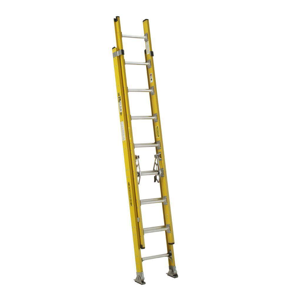 Werner 16 ft. Fiberglass D-Rung Extension Ladder with 375 lb. Load Capacity Type IAA Duty Rating D7116-2