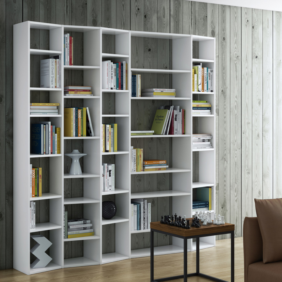 Modern White Large Modular Book Shelves   Contemporary   Bookcases   by Plush Pod Decor  Houzz