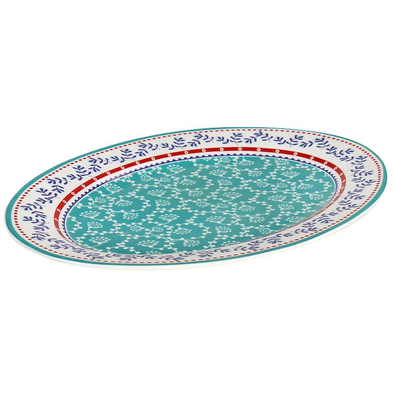 Gibson Home Village Vines 14 Inch Fine Ceramic Oval Platter