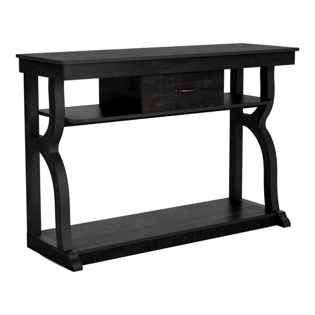 River Rise Transitional Storage Console Table Reclaimed Black Oak Mibasics