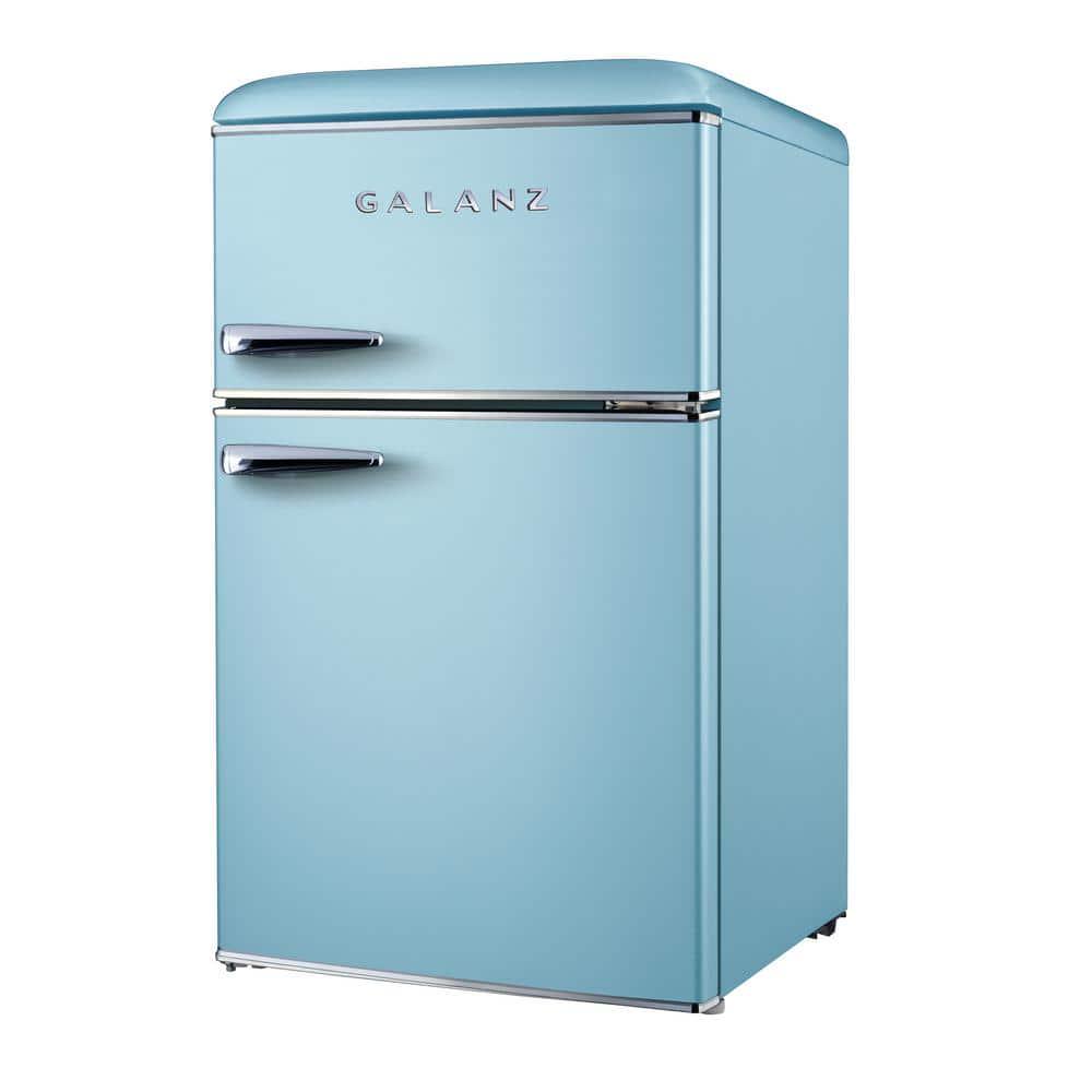 Galanz 31 cu ft Retro Mini Fridge with Dual Door True Freezer in Blue