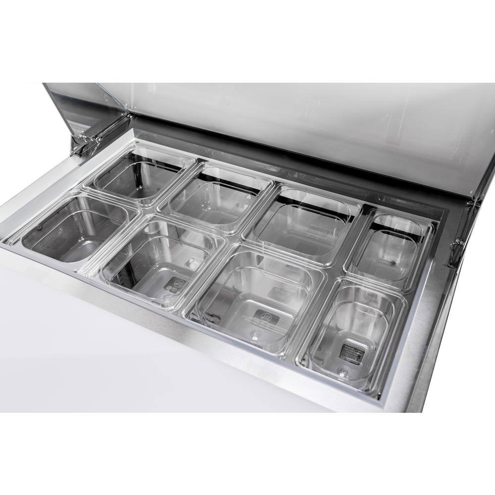 SABA 27.5 in. W 5.7 cu. ft. Commercial Food Prep Table Refrigerator Cooler in Stainless Steel SPS-27-8