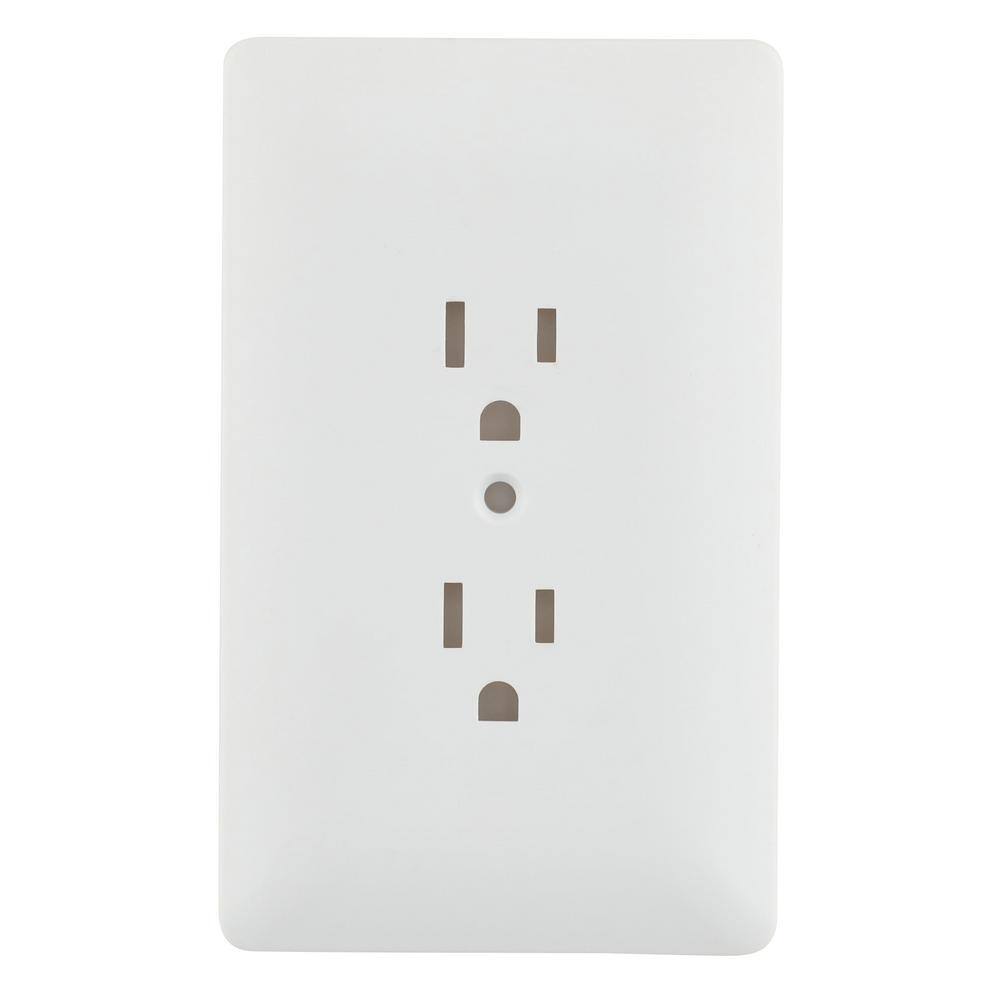 Commercial Electric 1-Gang Plastic Duplex Outlet Wall Plate Cover-Up White (Paintable) PPCW-D