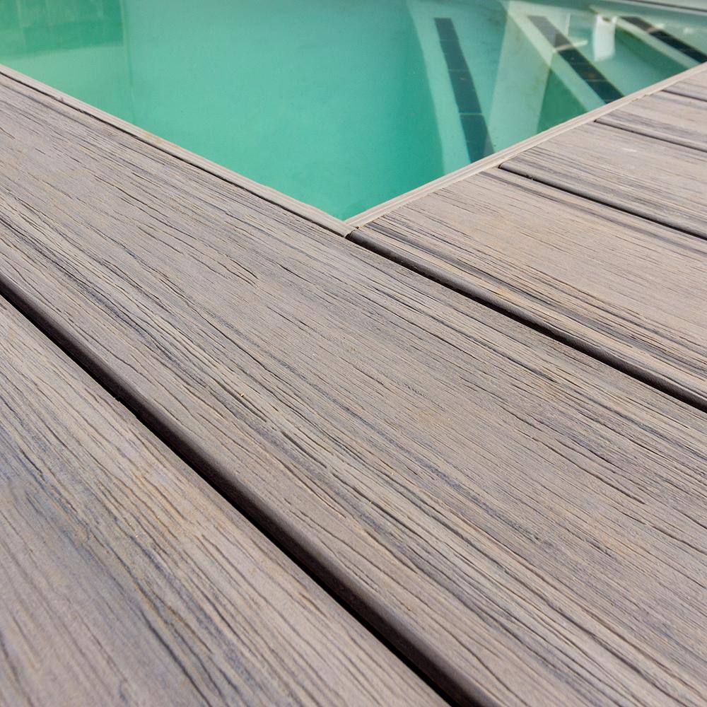 FORTRESS Infinity IS 5.35 in. x 6 in. Grooved Caribbean Coral Grey Composite Deck Board Sample 194106109