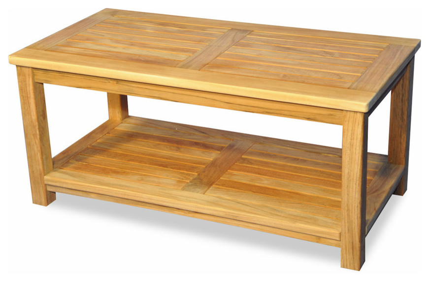 Teak Large Coffee Table With Shelf   Transitional   Outdoor Coffee Tables   by Goldenteak Teak Patio Furniture  Houzz