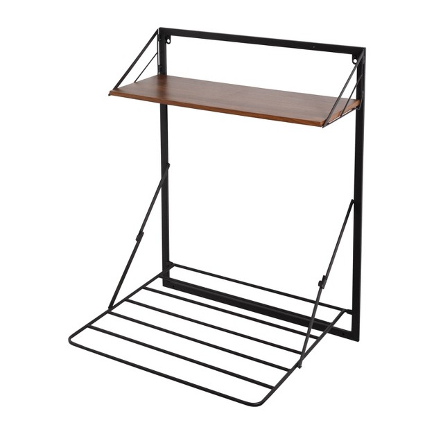 Honey can do Laundry Shelf With Drying Rack Combo Walnut